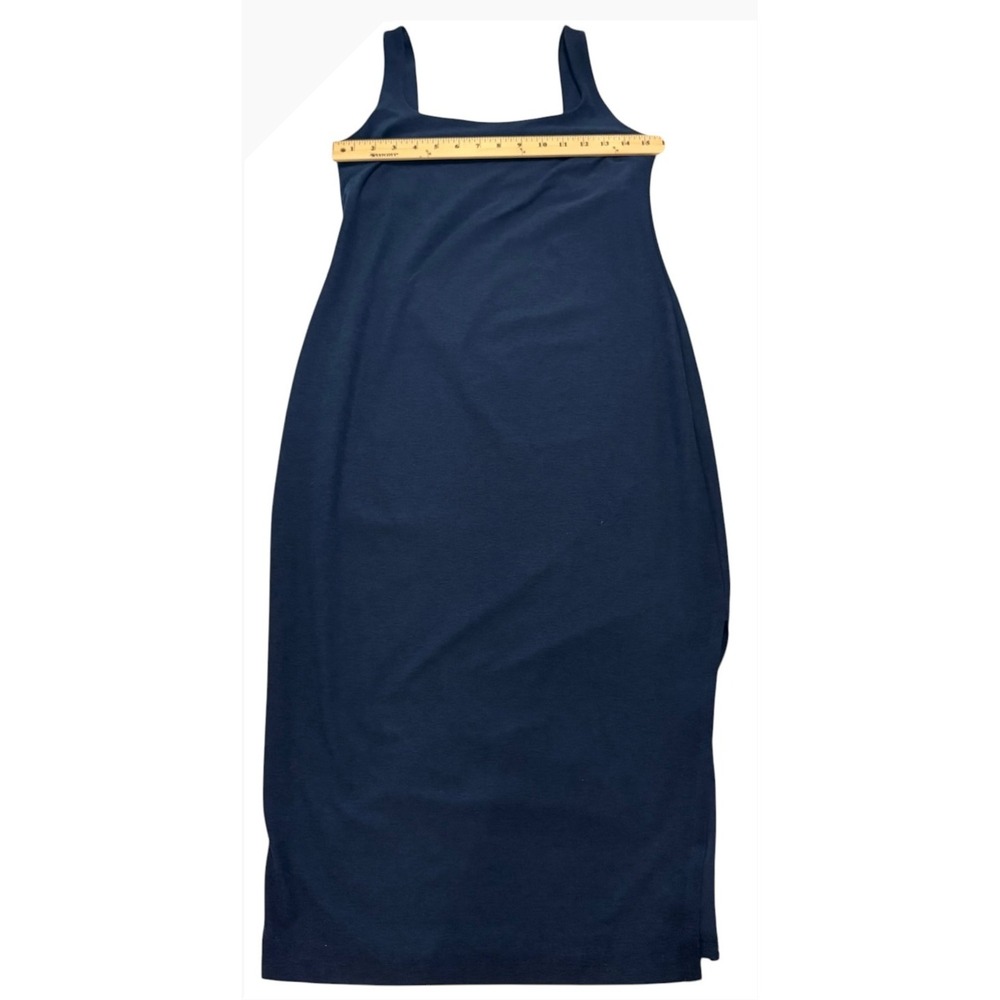 Beyond Yoga Spacedye Square Neck‎ Midi Dress Navy Blue Bodycon Athleisure Slit - Picture 14 of 15